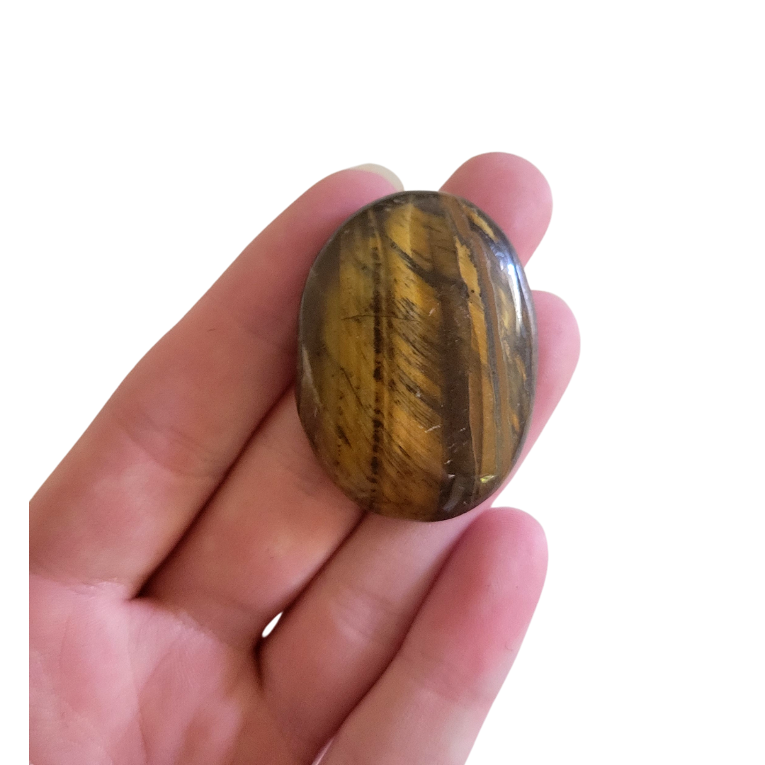 Gold Tiger's Eye WORRY STONE - Thumb Indent - Luck, Money, Prosperity