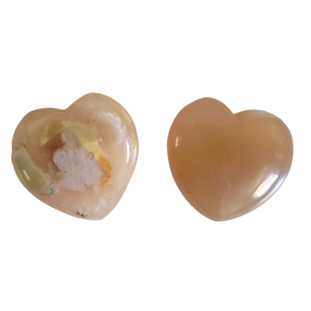 Cherry Blossom Agate Hearts | Emotional Growth, Motivation