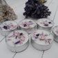 Stress Relief - Herb and Crystal Candles - Unscented Tealight - Heather and Amethyst - Pack of 6